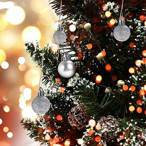 Set of 24 Mini Silver Christmas Ornaments Shatterproof Tree Decorations