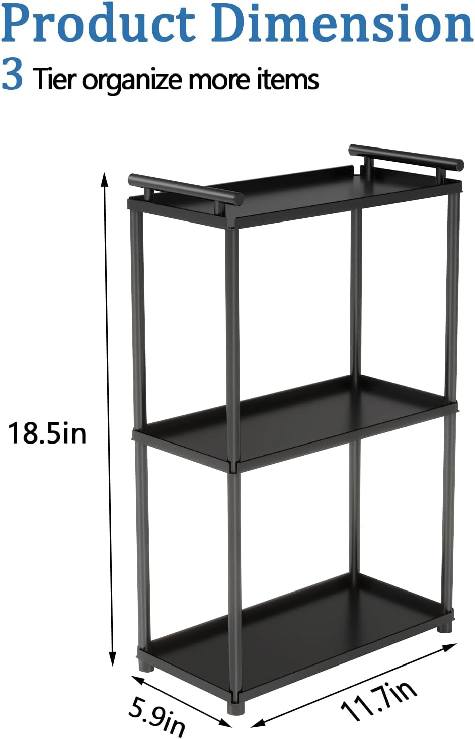 VOTZAAQ 3-Tier Bathroom Organizer - Stainless Steel Perfume Tray & Vanity Shelf | Matte Black
