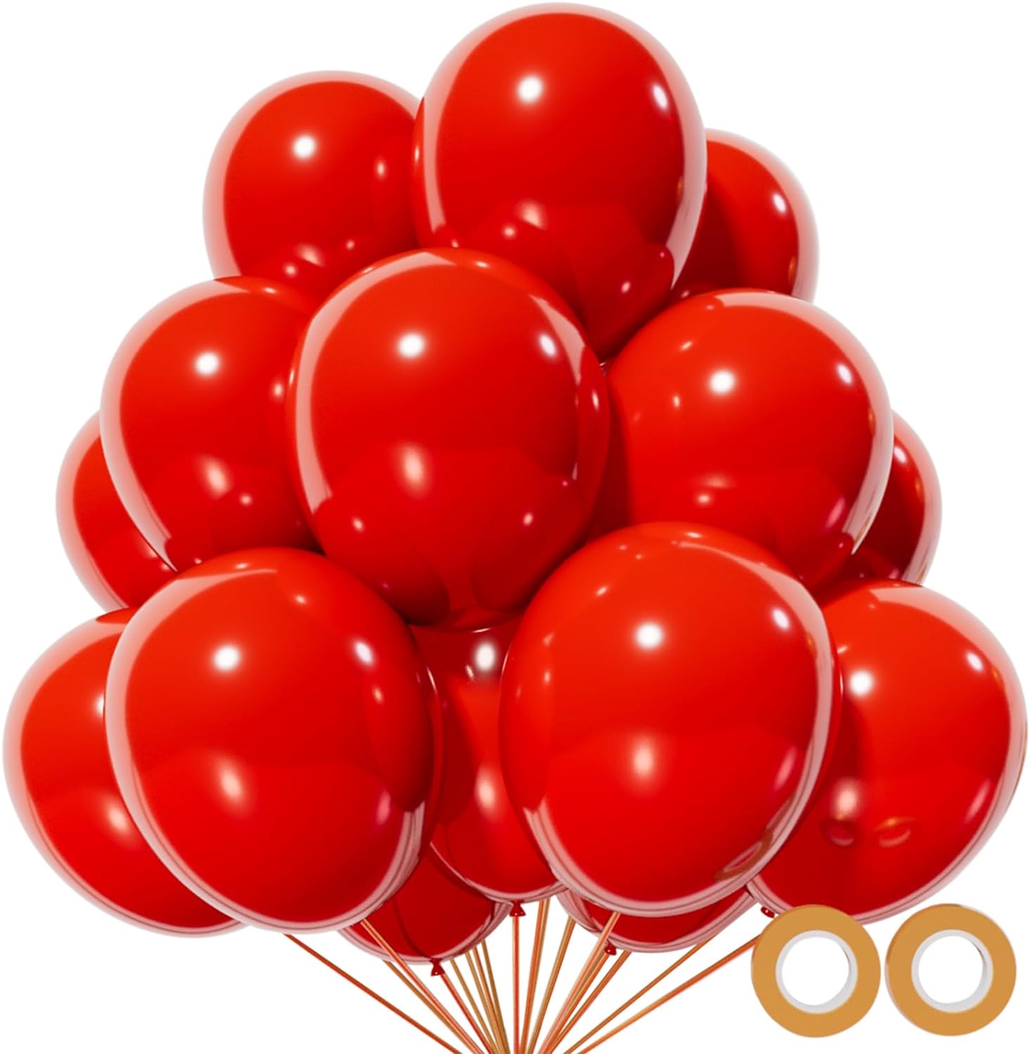 Red Balloon 110pcs - 12 Inch Red Latex Balloons for Birthday, Valentine's Day & Wedding | Includes 2 Ribbons
