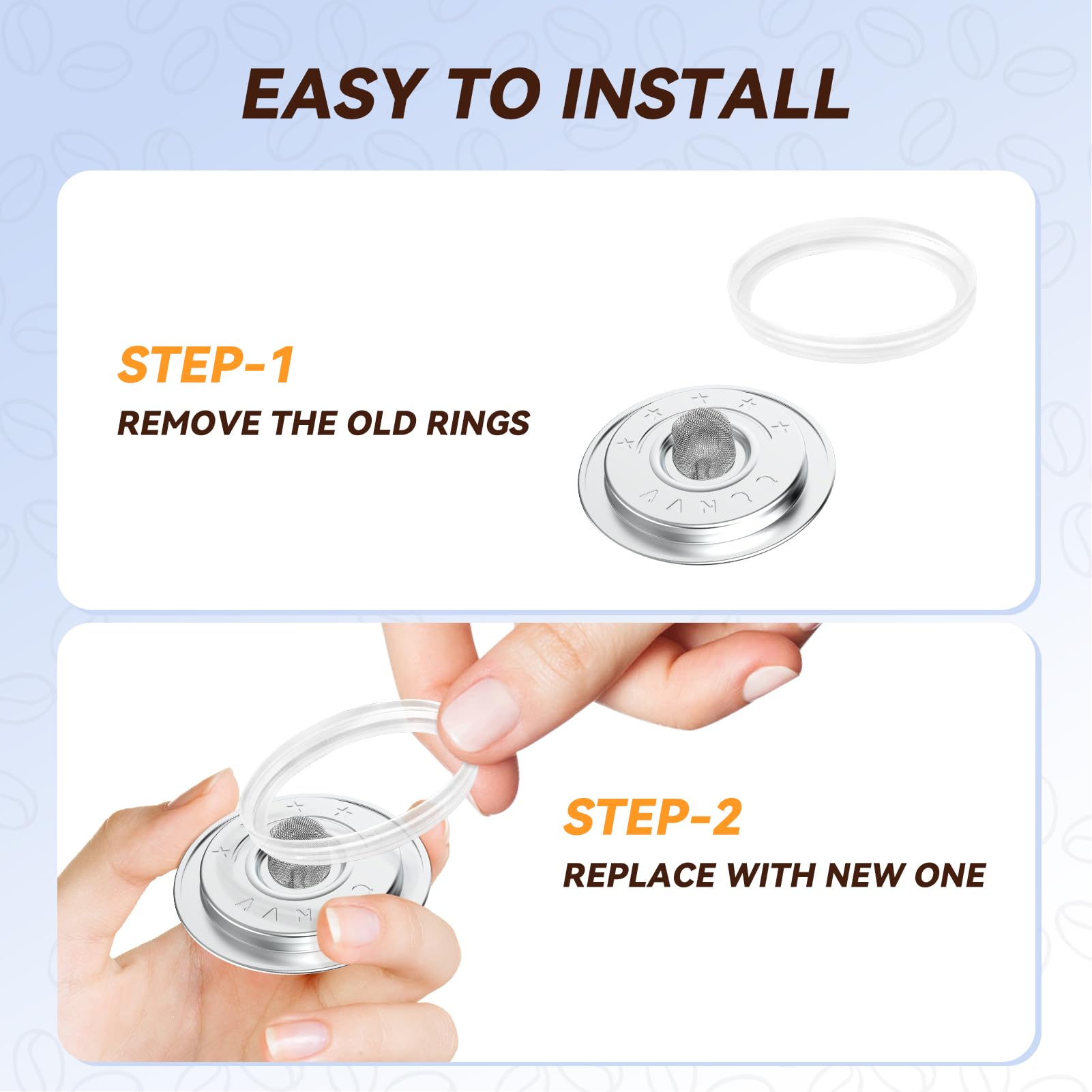 20Pcs Silicone Gasket for Stainless Steel Lids of Reusable K Cups: No Leaks, Food-grade Rubber Rings for AANQQ Keurg 1.0 Reusable Coffee Pods (K Cups NOT Including)