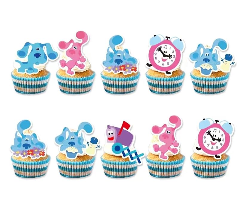 24pcs Cute Blue Dog Birthday Party Supplies & Cake Toppers