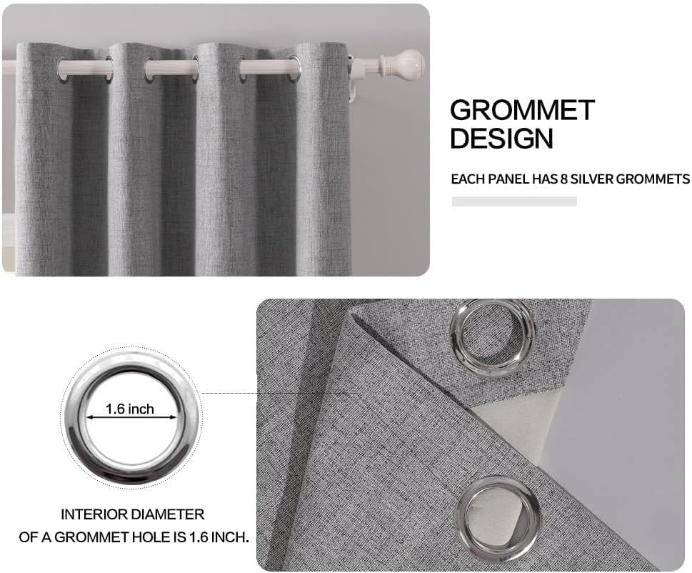 MIULEE Blackout Curtains - 100% Room Darkening Thermal Insulated Grommet Panels | Grey, 42" x 84" (2 PCs)