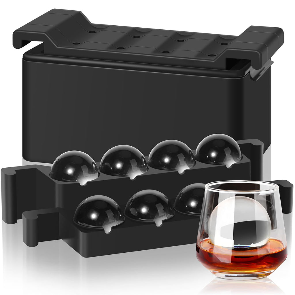 Mooues Clear Ice Ball Maker Mold, 8 Large Whiskey Ice Cubes Mold, 2 Inch Round Silicone Ice Molds for Cocktails, Idea Gifts for Dad Boyfriend Boss Men who Have Everything