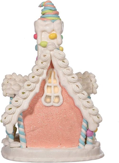Kurt S. Adler 12.5-Inch Light-Up Pastel Gingerbread House | Battery-Operated Holiday Decor