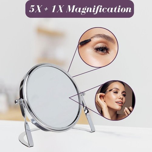 JERDON Small 5X Magnifying Mirror - 5.5" Makeup Mirror in Chrome Finish - Model MC113C