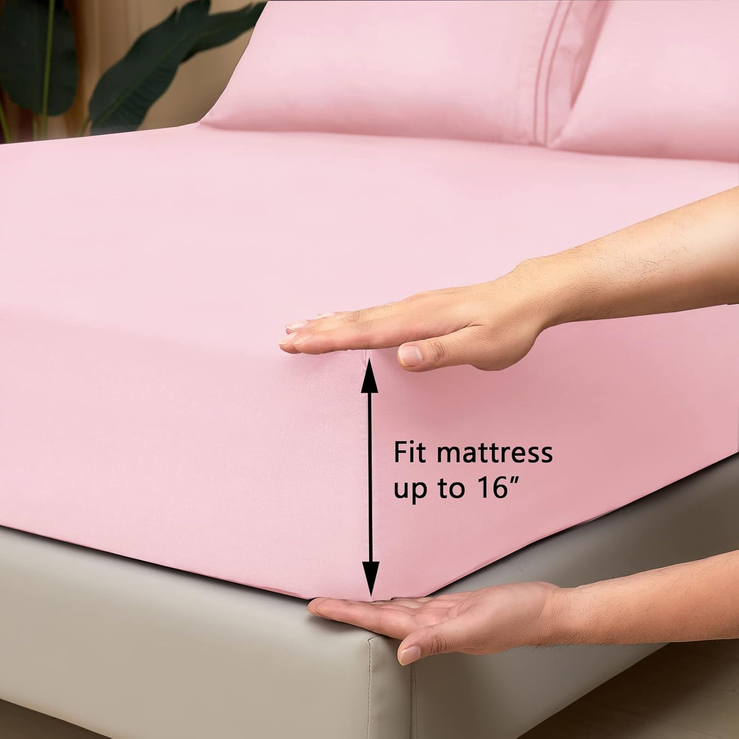 Mejoroom Queen Size Sheet Set - Luxury 1800 Thread Count Bedding | Soft, Breathable, Deep Pocket - 4 Piece (Blush Pink)