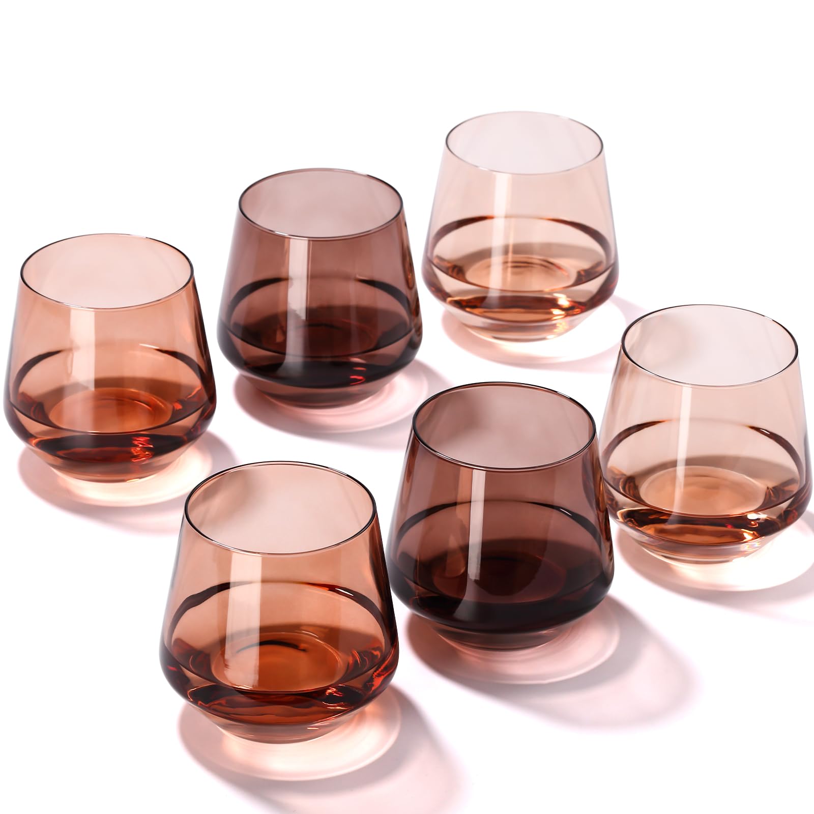 CLUSIVC Venus Stemless Wine Glass Set of 6-14oz Wine Glasses, Stemless Drinking Glasses for Wine, Cocktails & Beverages - Elegant Glassware for Home, Bar & Holiday Use