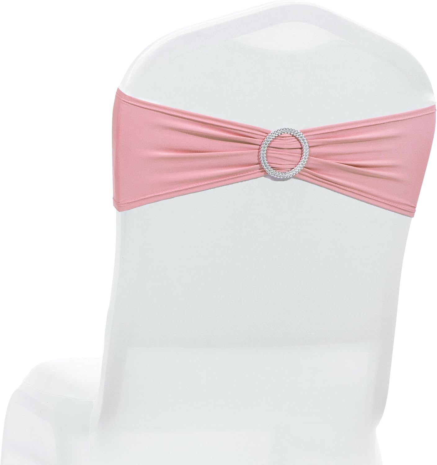 MDS Premium Spandex Chair Sashes - Universal Fit Stretch Covers with Buckle Slider | Pack of 100 - Dusty Rose