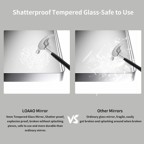 LOAAO Brushed Nickel Bathroom Mirror - 28X36 Inch Rounded Rectangle Design | Anti-Rust & Shatterproof
