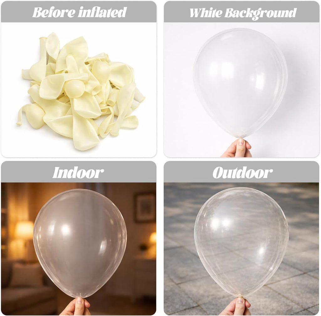 Voircoloria Clear Balloon Garland Kit - 130pcs Transparent Latex Balloons in Various Sizes for Parties & Events