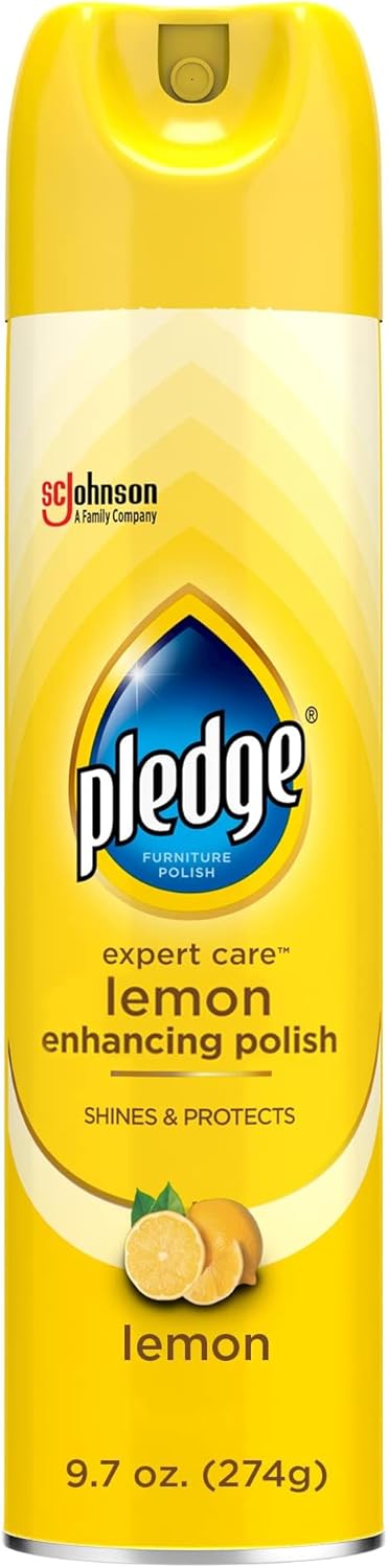 Pledge Enhancing Polish Spray - Wood & Stainless Steel Cleaner | Fast Shine, Scratch Protection, 9.7oz
