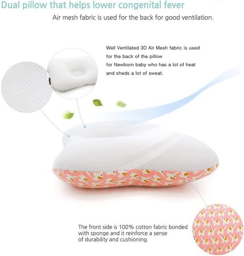 WelsLife Soft Hypoallergenic Baby Head & Neck Support Organic Cotton Cover Machine Washable (Marble Grey)