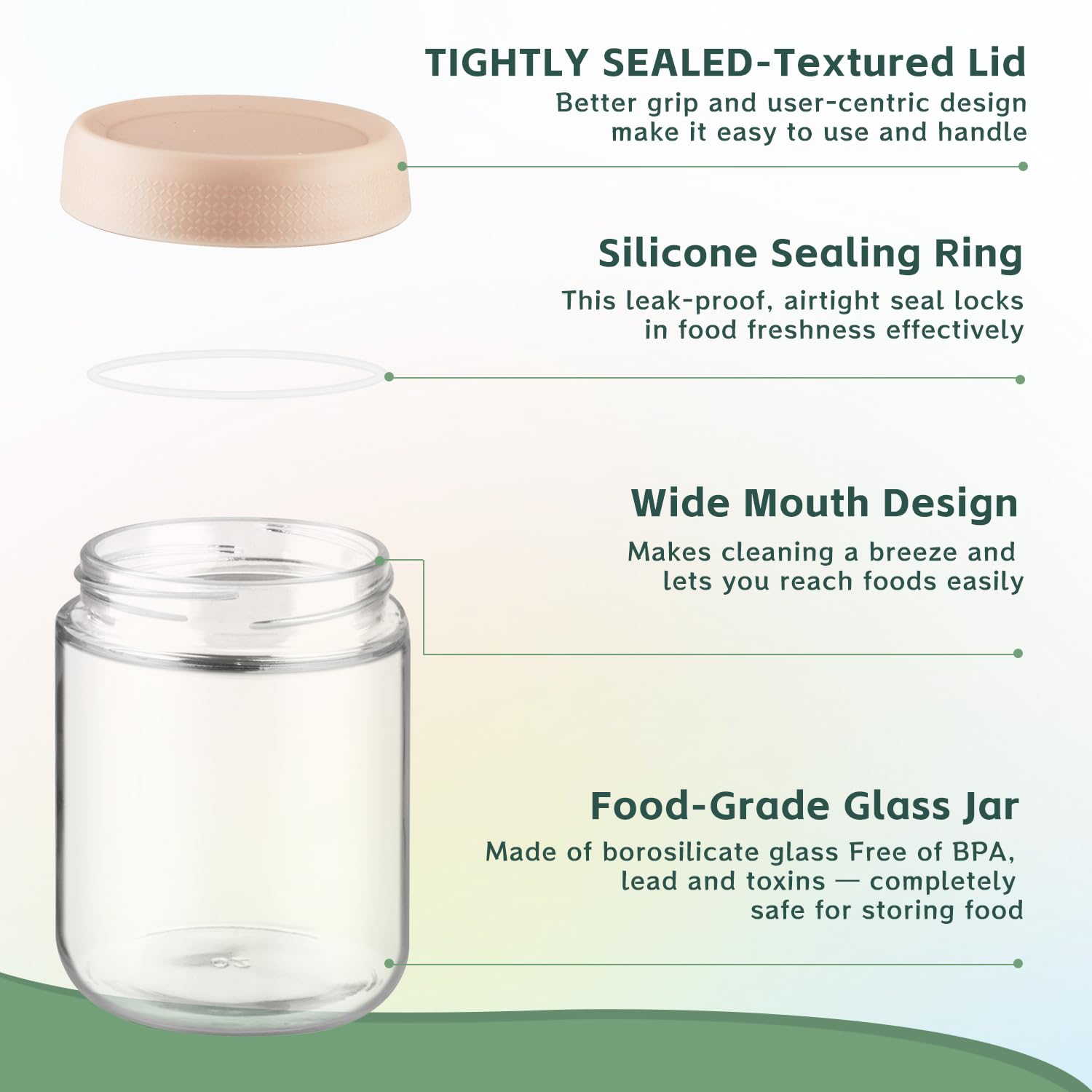DMuuuDM 2 Pack Glass Overnight Oats Containers with Lids,Stackable Wide Mouth Mason Glass Jars with Airtight Seal Lids,Food Storage Jars for Meal Prep,Yogurt Parfaits,Meal Prep,Pudding,Spices (16 Oz)