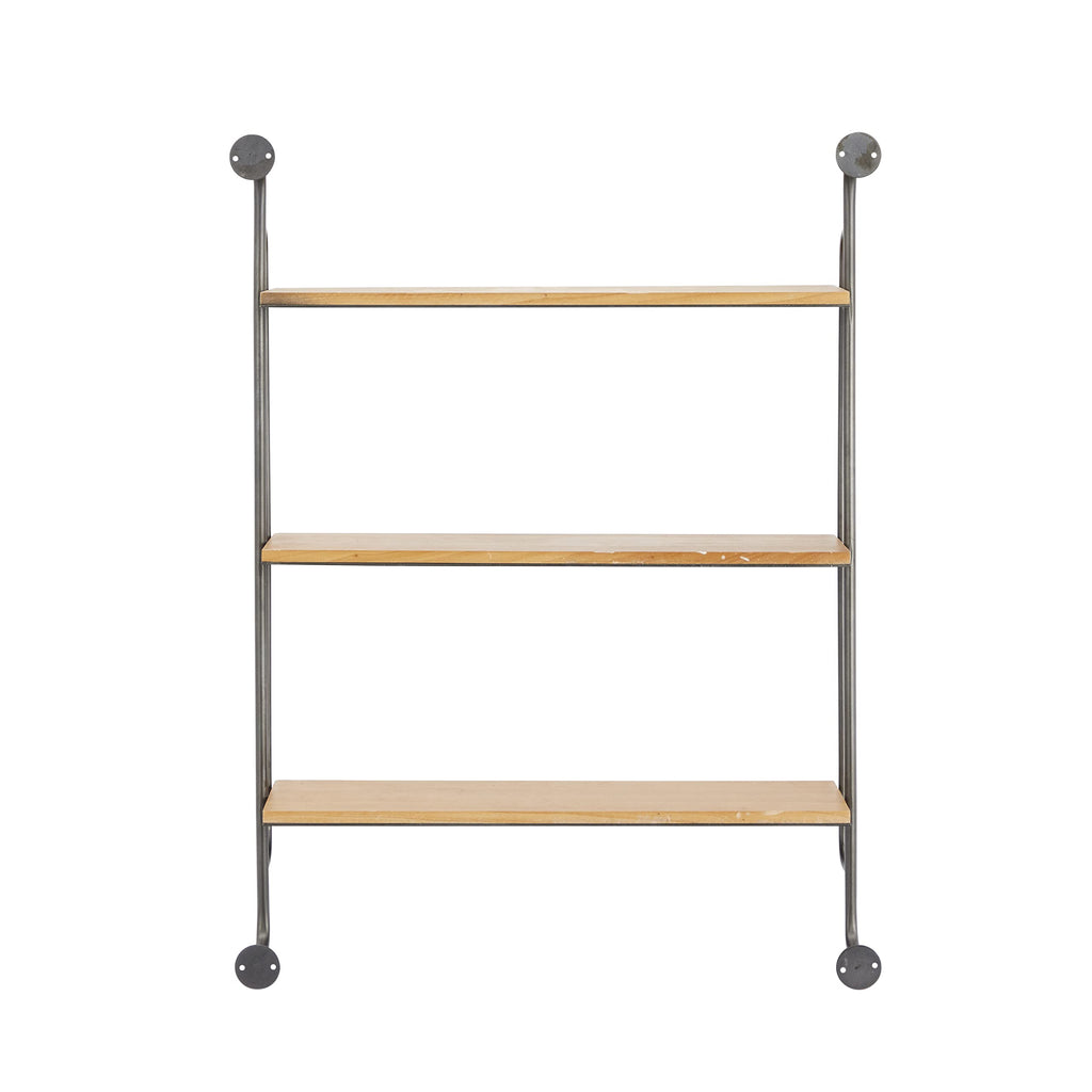 Deco 79 Industrial Metal Shelf Wall Storage Shelves for Bedroom, Living Room, Bathroom, Kitchen, Office and More, 25" L x 7" W x 33" H, Brown