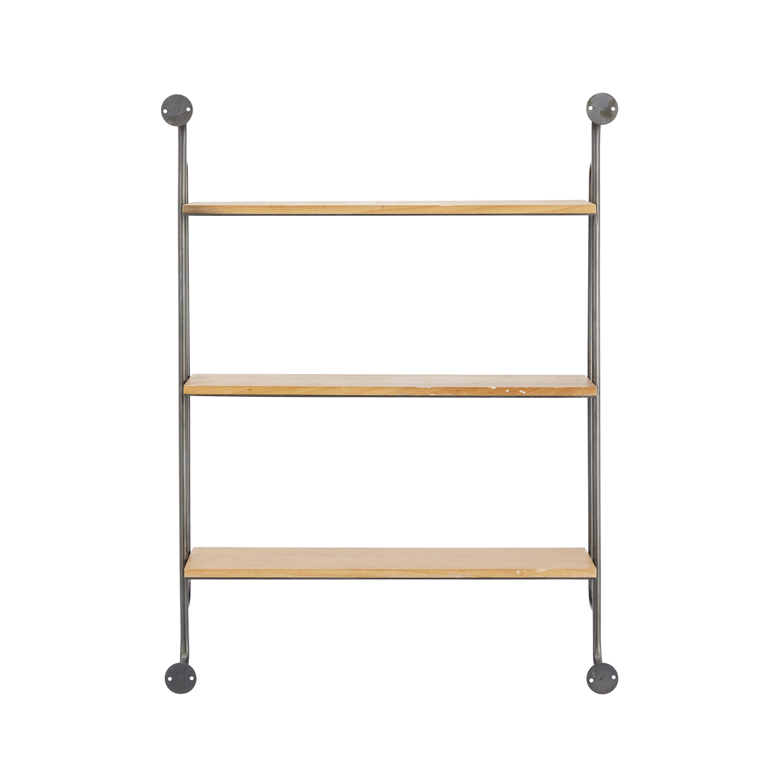 Deco 79 Industrial Metal Shelf Wall Storage Shelves for Bedroom, Living Room, Bathroom, Kitchen, Office and More, 25" L x 7" W x 33" H, Brown