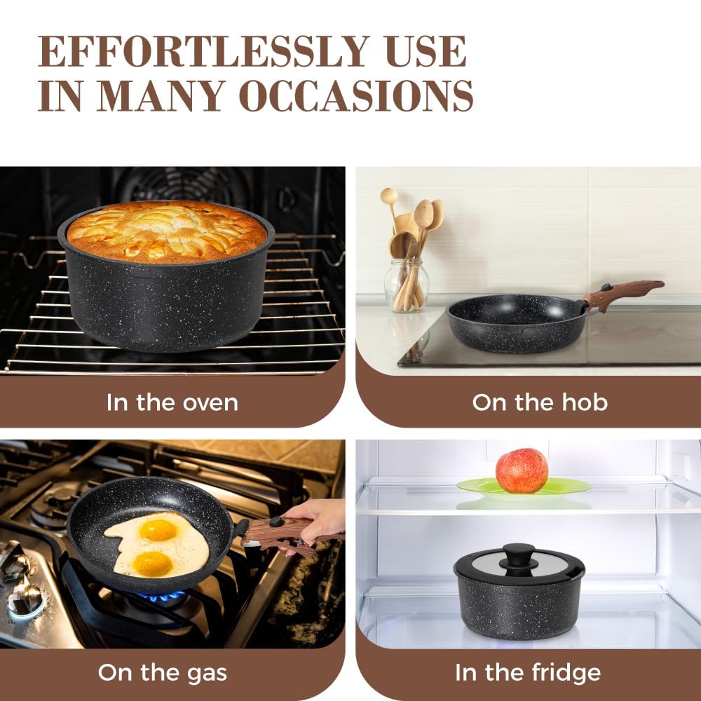 10 Pcs Pots and Pans Set Non Stick, Nonstick Kitchen Cookware Sets Detachable Handle, Induction Pots and Pans Set with Removable Handle, RV Cookware for Camping, Oven Safe, PFOS, PFOA Free, Green