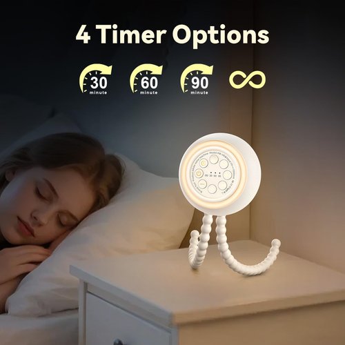 Easysleep Portable Sound Machine for Baby Adult White Noise Machine with 30 Soothing Sounds 32 Volume Levels 4 Timer Sleep Soother Rechargeable Shush Brown Noise Machine for Home, Travel & Office