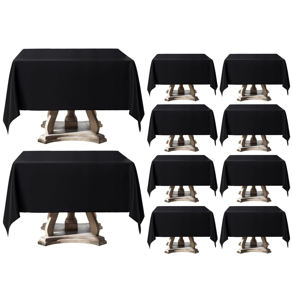 Aocoz Square Tablecloth 52 x 52 Inch Black 10 Pack Tablecloths Stain-Wrinkle Resistant Washable Polyester Table Cloths for Holiday, Buffet Parties,and Wedding