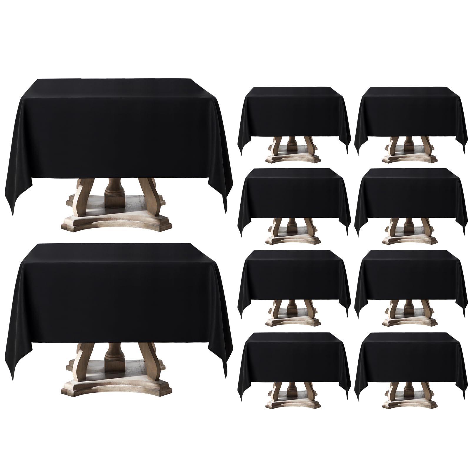 Aocoz Square Tablecloth 52 x 52 Inch Black 10 Pack Tablecloths Stain-Wrinkle Resistant Washable Polyester Table Cloths for Holiday, Buffet Parties,and Wedding