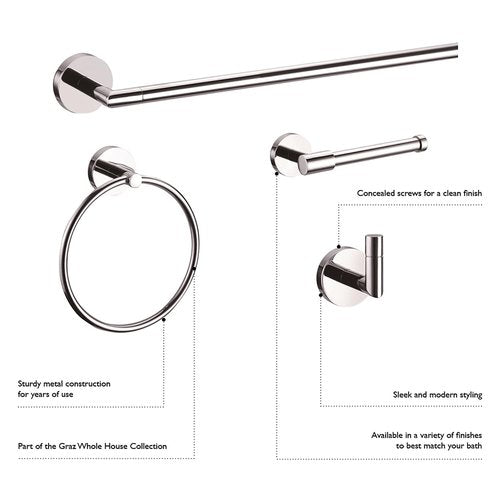 Design House Graz 24-inch Towel Bar in Polished Chrome