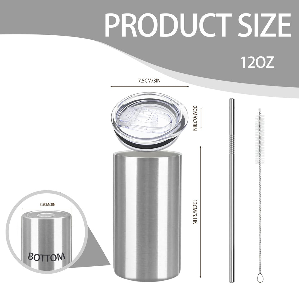 YOUKE OLA 16 Pack Tumblers Blanks Bulk Skinny Straight Tumbler Stainless Steel Double Wall Insulated Water Bottles with Lid & Straw for DIY Gift, 12oz Silver