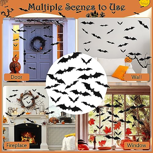 120 Pcs 3D Black Bat Wall Decor - Halloween Stickers Set