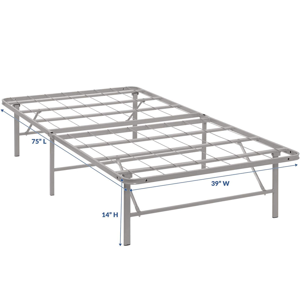 Modway Horizon Replaces Box Spring-Folding Metal Mattress Bed Frame, Twin, Gray