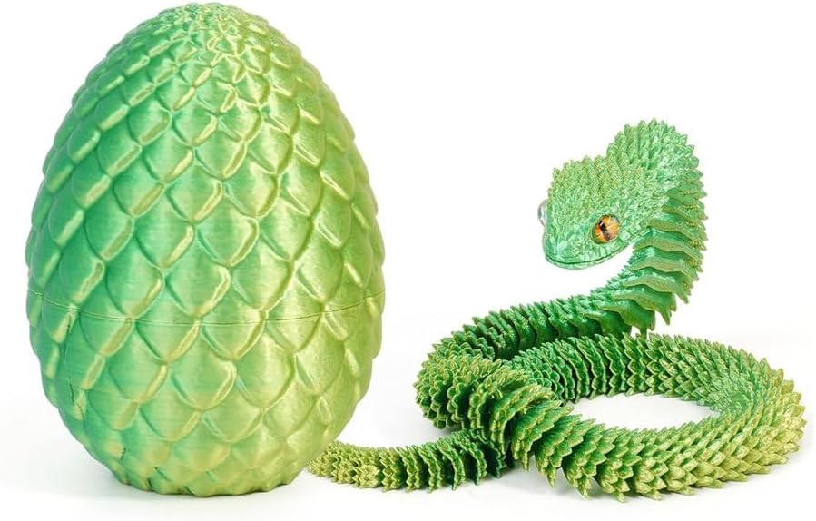 Skiennix 3D Printed Luminous Green Dragon Egg - Articulated Crystal Décor for Home & Office