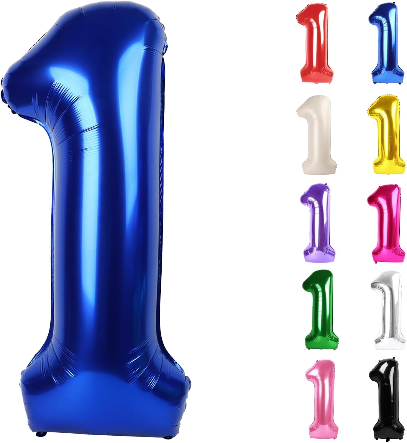Number 1 Balloon by Night Blue - 40 Inch First Birthday Decoration for Boys & Girls