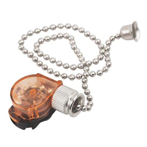 2 Pcs Ceiling Fan Light Switch, E87438 Fan Lamp Switch with 11" Beaded Pull Chain, ON-Off, 6A 125VAC, Electrical Pull Chain Switch for Wall Lamps, Cabinet Light and More
