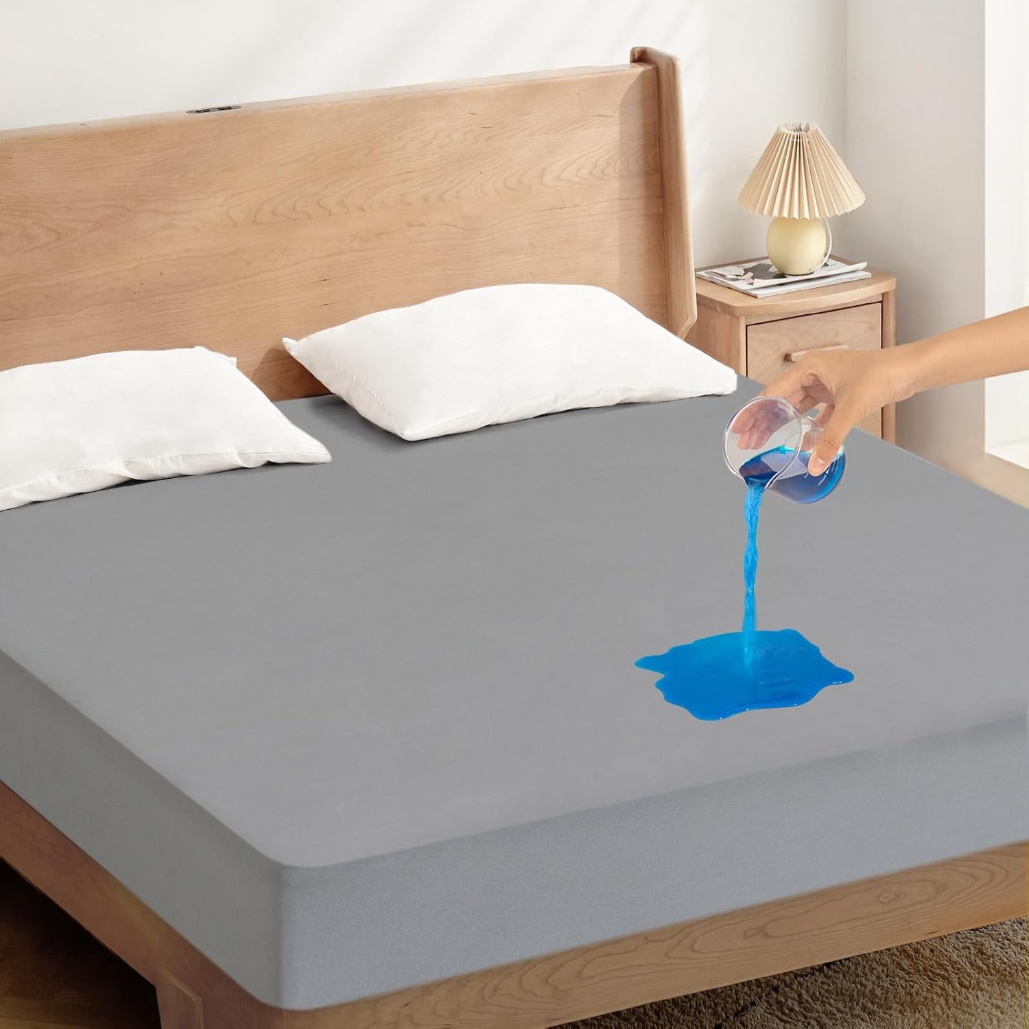 Skiennix Twin Mattress Protector - Waterproof & Breathable Pad Cover for Kids' Beds | Gray, Deep Pocket Up to 14 Inches