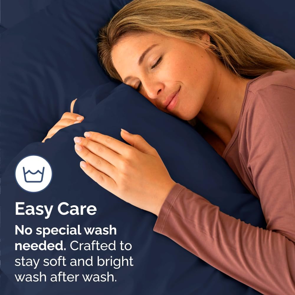 Skiennix Standard Pillow Cases Set of 4 - Ultra Soft Hotel Quality Covers - Navy Blue, Machine Washable