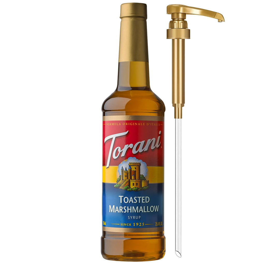 Torani Coffee Syrup - Toasted Marshmallow Flavor for Drinks | Pump Included, 25.4 Fl Oz
