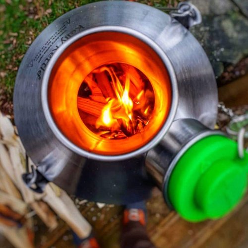 'Base Camp' Kelly Kettle® 54fl.oz | Stainless Steel | Whistles When Boiled | Kettle & Camp Stove in one | Ultra-fast | Wood Fuelled | NO Batteries/Gas | Camping, Fishing, Scouts, Picnics, Emergencies