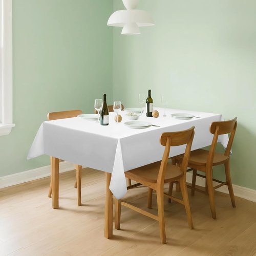 20 Pack Disposable Plastic Tablecloths by [Brand Name] - Waterproof White Rectangular Covers, 54 x 108 Inch for Weddings & Parties