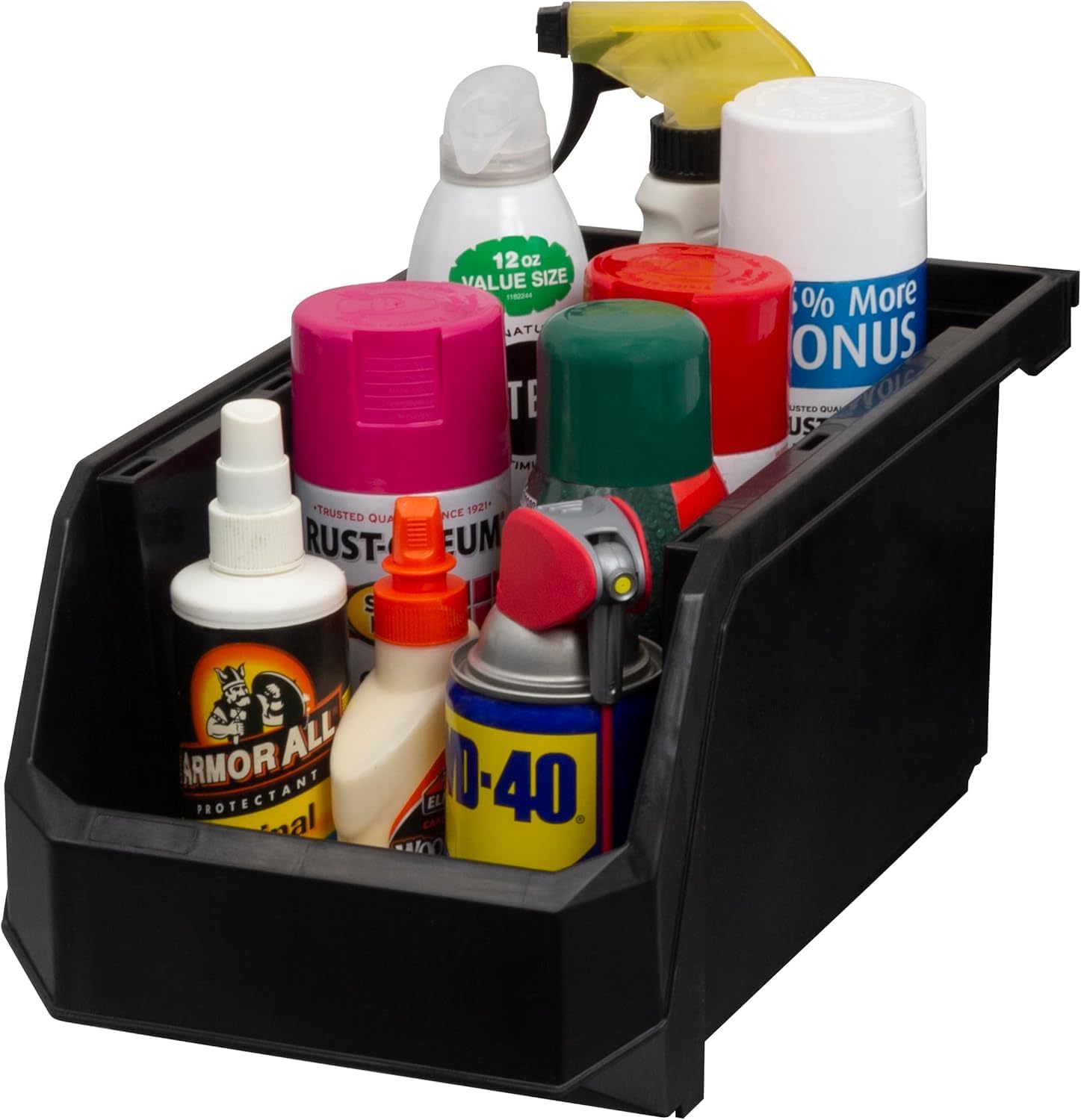 ReadySpace Large Plastic Storage Bins - Stackable Organizer Containers for Home & Office | Black, 6 Pack