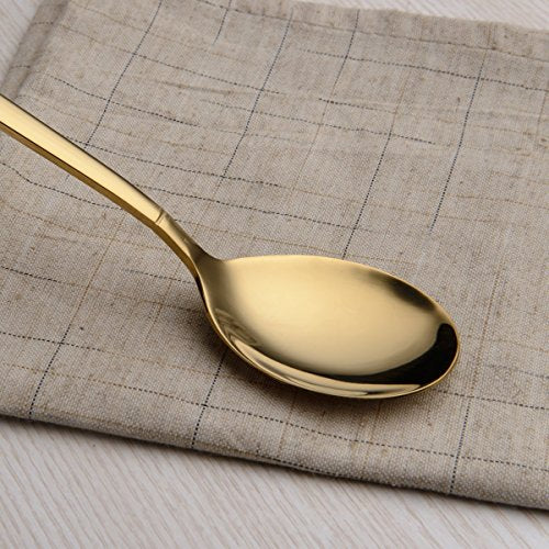 Titanium Gold Flatware Set - 20 Piece Service for 4, Golden Silverware Set with Dinner & Tea Utensils