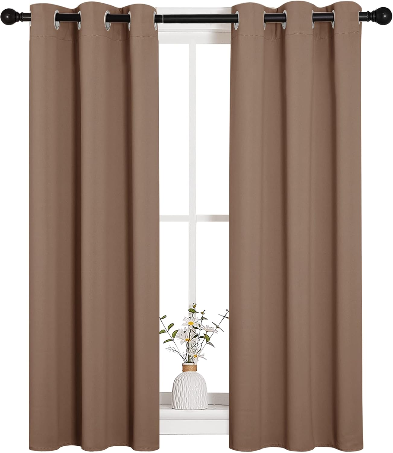 NICETOWN Blackout Curtains - Thermal Insulated Drapes for Kitchen | Set of 2, 29x40 Inch, Cappuccino