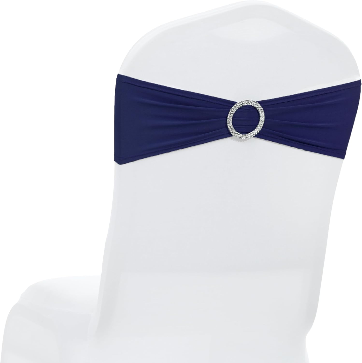 MDS Spandex Chair Sashes - Universal Elastic Stretch Bands with Buckle Slider Bow | Navy Blue, Pack of 125