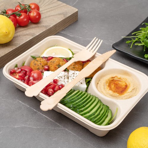 Restaurantware 7.9 Inch Wooden Disposable Knives 500 Eco-Friendly Knives - Baroque Style Durable Natural Wood DurableKnives Splinter-Free Cutlery For Parties Or Catering