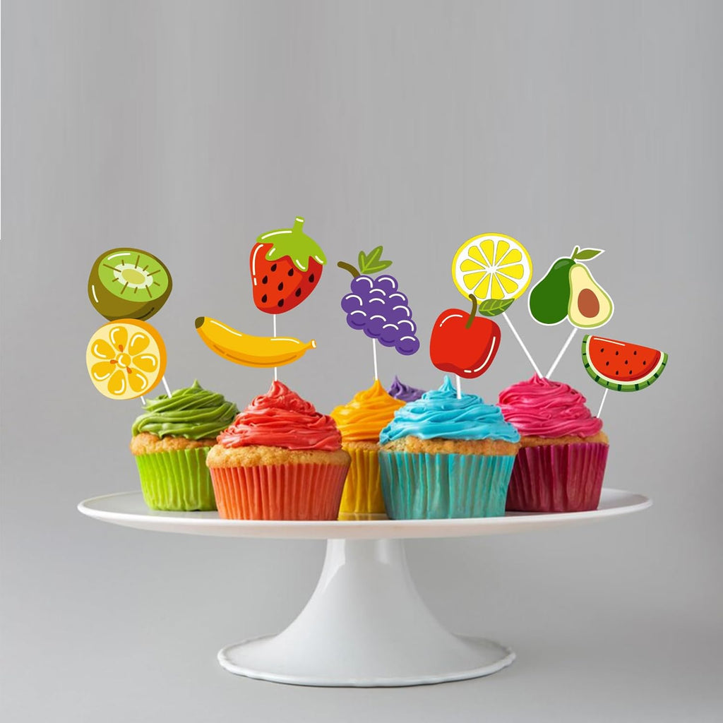 Skiennix 36Pcs Tropical Fruit Cupcake Toppers - Perfect for Birthday & Baby Shower Parties