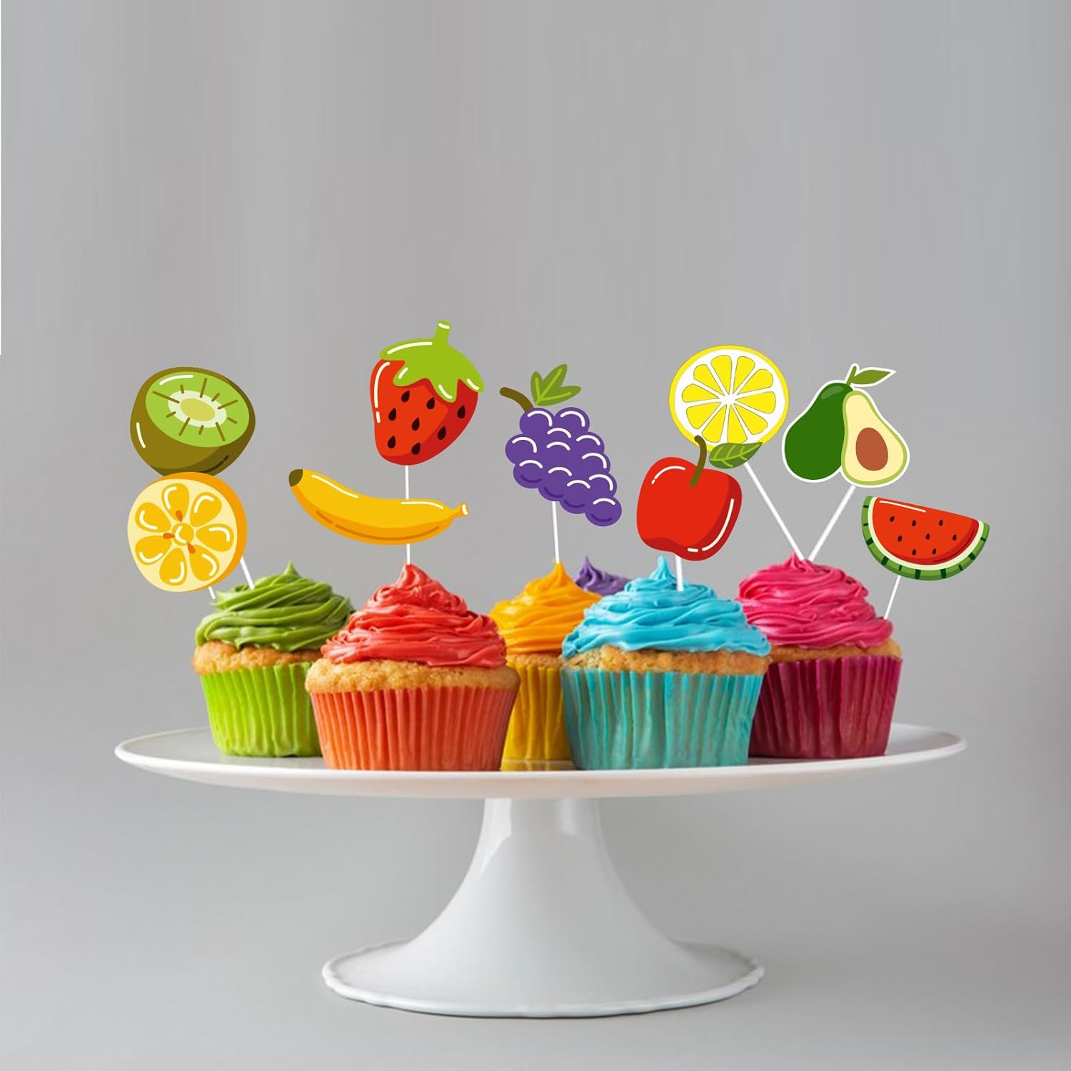 Skiennix 36Pcs Tropical Fruit Cupcake Toppers - Perfect for Birthday & Baby Shower Parties