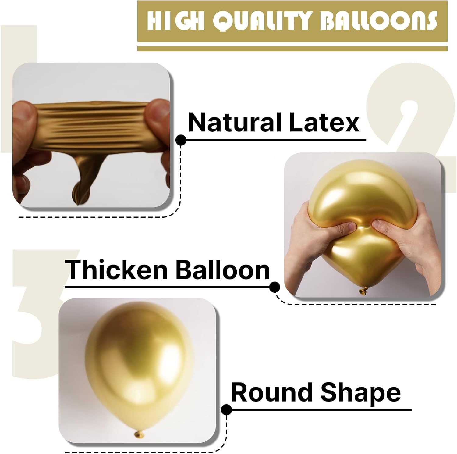 PartyWoo Metallic Gold Balloons - 50pcs 12 Inch Chrome Latex Helium Balloons for Celebrations