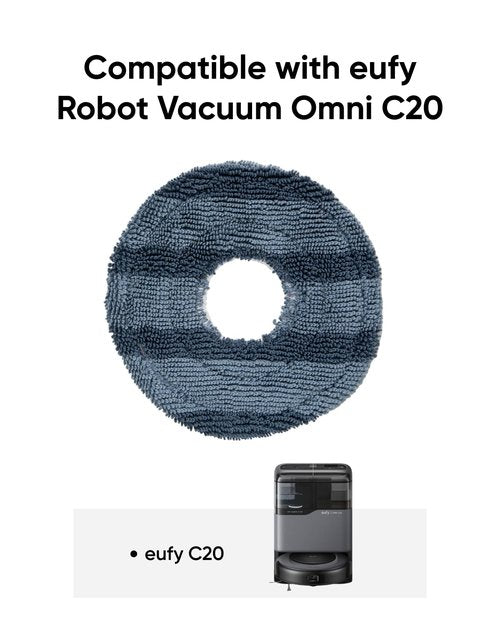 eufy Official Accessories, 2-Pack Vacuum Mop Replacement Pads, Compatible C20 Omni, Washable and Reusable Soft Mopping Pad Parts Accessories