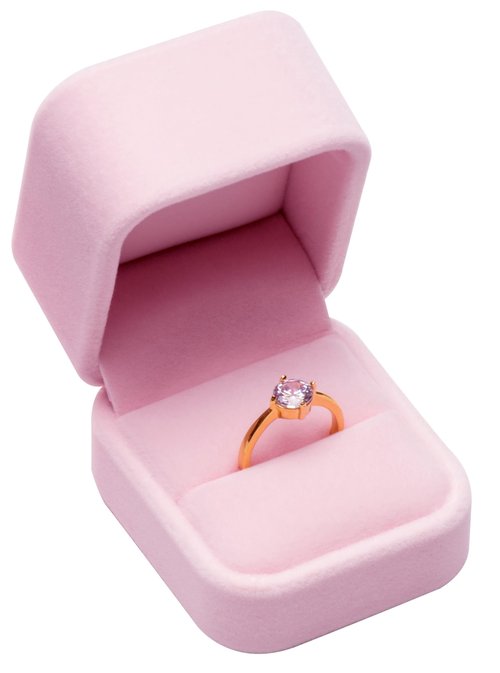 Giftop Velvet Single Ring Box Case Holder for Engagement Proposal Birthday Wedding,Jewelry Ring Box Jewelry Packaging Box (Pink)