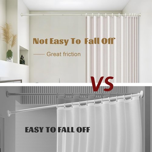 GXOACKJ Brushed Nickel Shower Curtain Rod - Adjustable 31-80 Inch Spring Tension, No Drill, Rust-Resistant