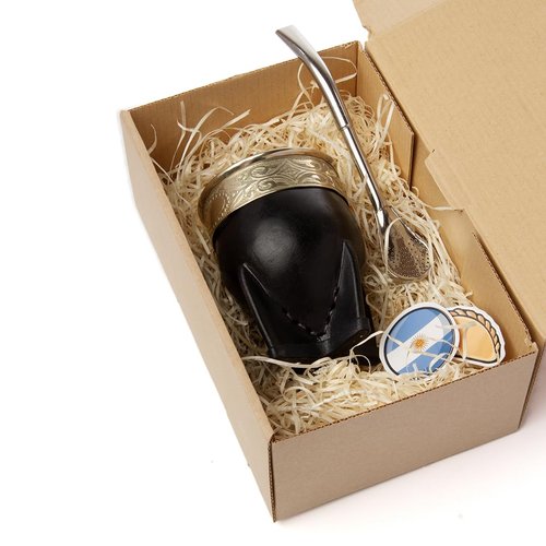Tatengue Mate Imperial Gourd and Bombilla Set - Argentino Yerba Mate Kit, Uruguayo Calabaza Cup, Handmade Leather Gourds, Premium Alpaca Calabash Tea Cups