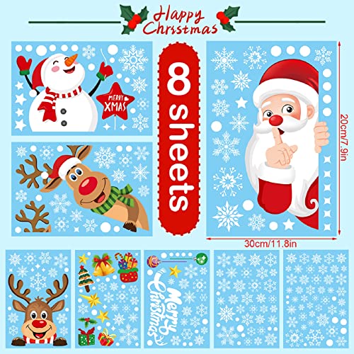 Christmas Window Clings 256pcs Holiday Decals Reusable Double-Sided Window Decorations
