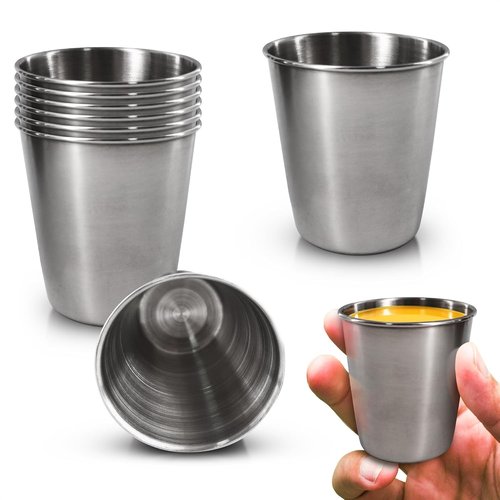 Stainless Steel Shot Glasses 70ml/2.37oz – 8 Pcs Metal Shot Glasses Unbreakable, Durable, Sleek Design with Smooth Surface, Easy to Clean – Suitable for Drinks for Home, Bar and Outdoor Use