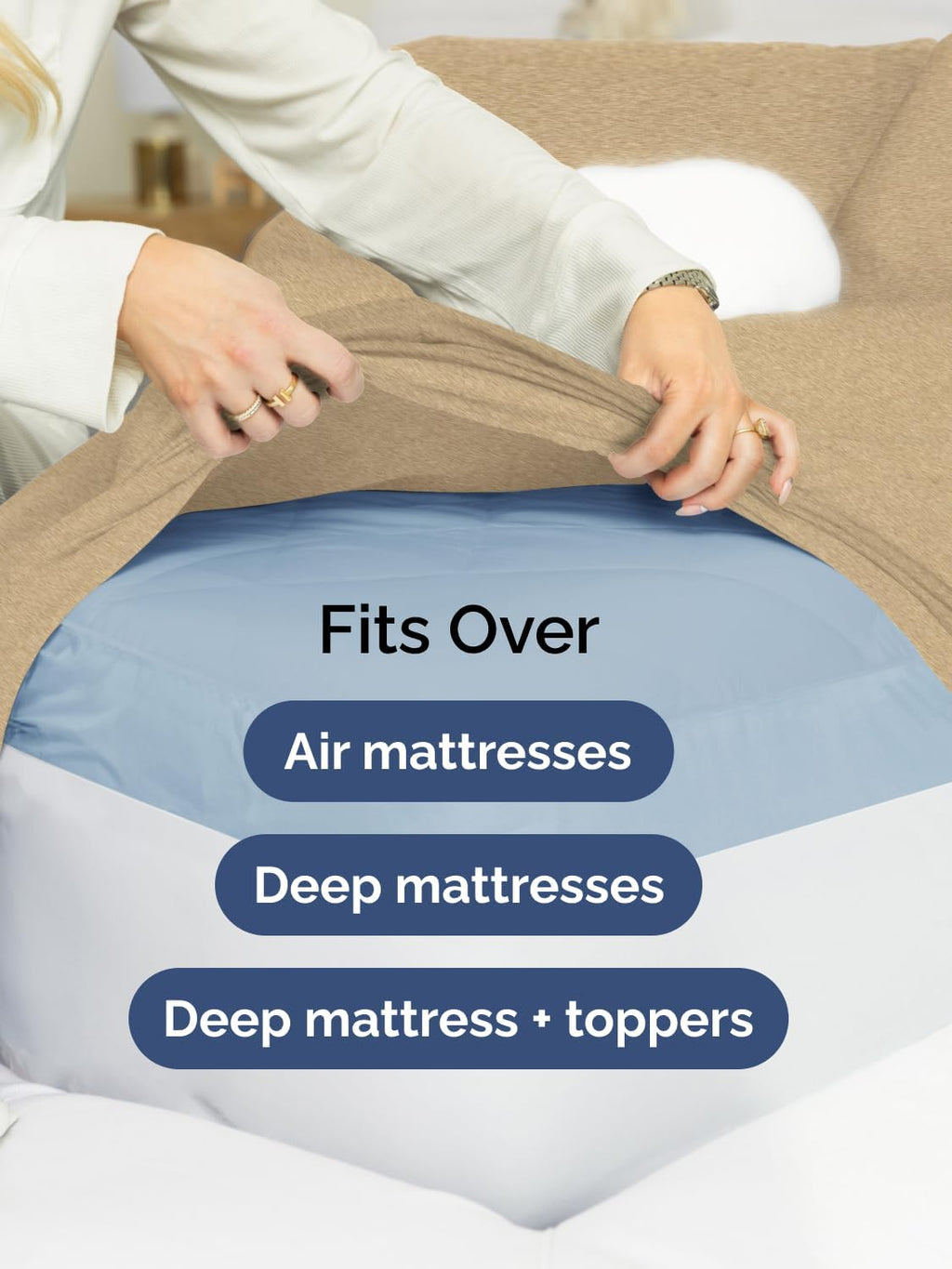 Skiennix Extra Deep Twin XL Sheet Set - 4 Piece Breathable Cooling Bedding - Soft Wrinkle-Free Heathered Tan